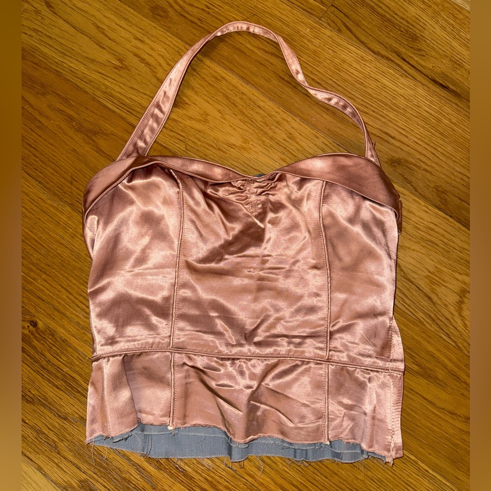 Designer Satin Halter Top in Blush Satin